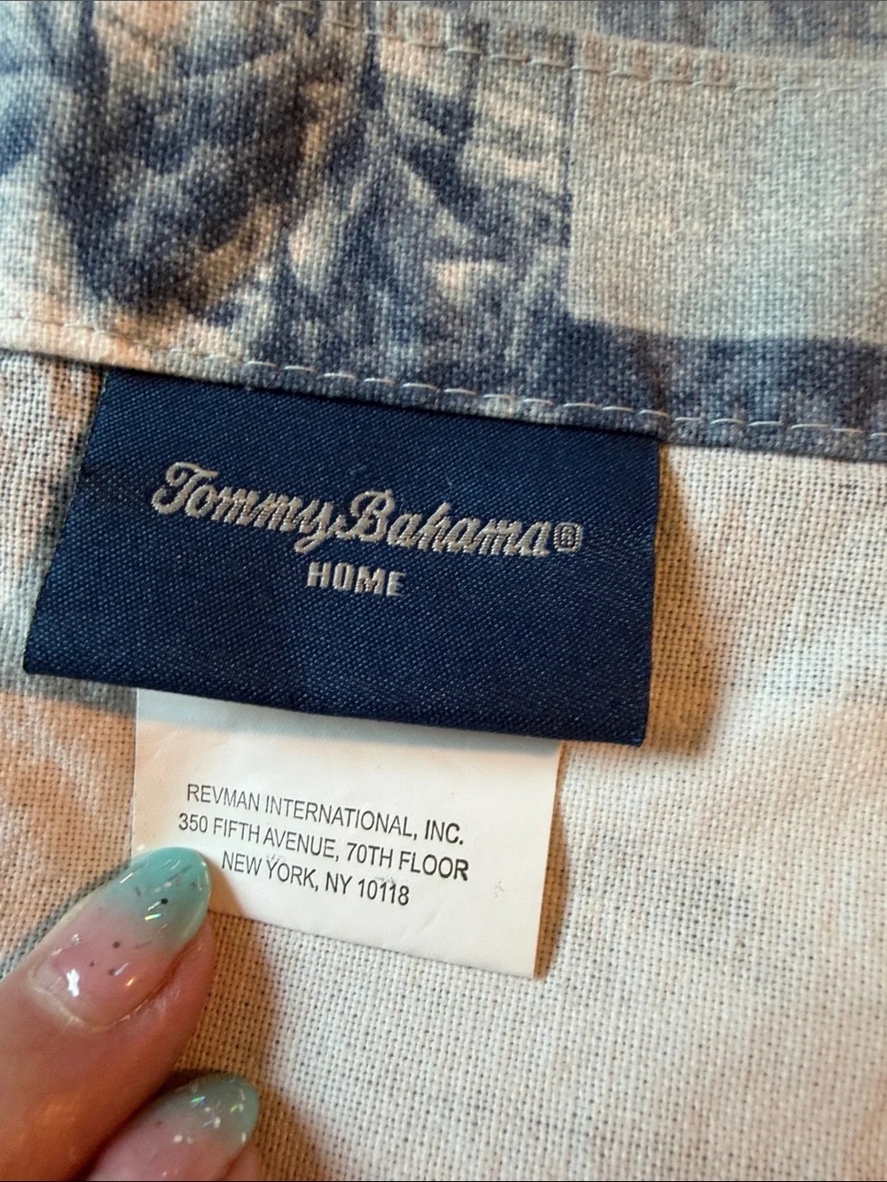 Tommy Bahama Coastal Patchwork Shower Curtain Panel in Blue and Cream